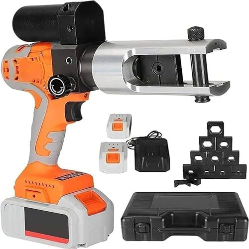 DEHIWI 16-300Mm² Crimpadora Hidráulica Recargable 18V,Herramienta Engaste Hidráulica Eléctrica con 2 Baterías Y 11 Troqueles,para Terminales De Cobre Y Aluminio