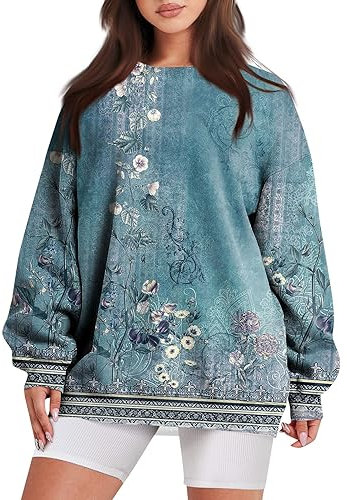 Saymany Pullover & Strickjacken Für Damen Damen Pullover Damen Oberteile Hoodie Mädchen Damen Pullover Elegant Langarmshirt Damen Oversize Hoodie Damen Hoodies Teenager Herbst Mode Damen（3-Cyan,S