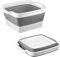 HOMESHOPA Collapsible Dishpan with Draining Plug & Carry Handle, 9 Litre Foldable Washing Bowl, Portable Dish Washing Tub, Space Saving Sink Basin, Kitchen Storage Tray Vegetable Washing Camping-Grey