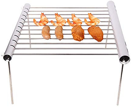 RajoNN Tragbare Grills, Edelstahl-Holzkohlegrill, Mini-Kleingrill für Picknick, Outdoor-Hinterhofküche
