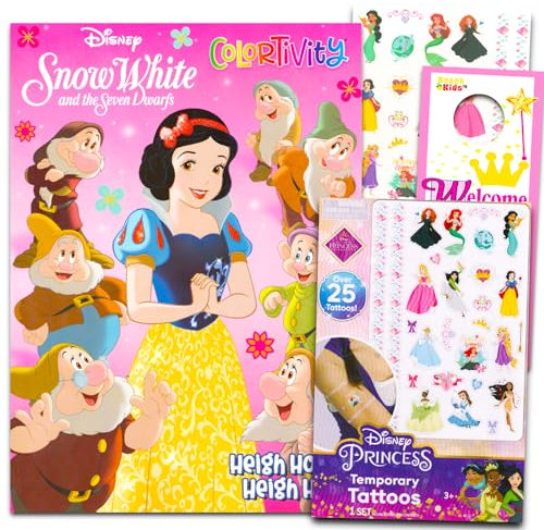 Disney Schneewittchen Malbuch-Set für Mädchen – Bündel mit Schneewittchen Aktivitätsbuch mit Tattoos und mehr | Schneewittchen Malset für Kinder, Kleinkinder