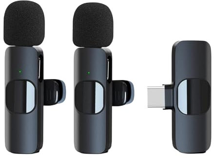Wireless Microphones for Android, Clip on Bluetooth Microphone Wireless, Mini Lavalier Microphone for Video Recording Live Streaming Vlog Youtube TikTok(2 Mic)