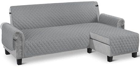 Ysaca L-Form Sofabezug, Wasserabweisender Sofaschutz, Sektionalcouch, Wendbarer Möbelschutz, Hellgrau