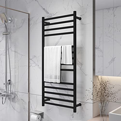 LoJax Scaldasalviette Elettrico a Parete, 14 Bar Scaldasalviette Scaldasalviette a Scala Piatta Radiatore Scaldasalviette per Bagno, Termostato per Portasciugamani