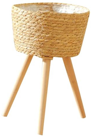 POPETPOP Support de jardinière au Sol Support Plantes Interieur Etagere Plantes Interieur Support de Tabouret de Fleur de Plante Panier en Osier sur Pieds Pots de Fleurs Porte-bonsaï Rotin