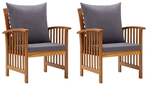 Rantry Gartenstühle mit Kissen 2 STK. Akazie Massivholz Gartenmöbel Model310258