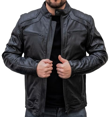 Mycl Turell Motorrad-Lederjacke Gentle Black: Hochwertiges Echtleder, zeitloses Design, optimale Passform und Funktionalität für ein unvergessliches Fahrerlebnis - Motorradjacke Herren (Schwarz, 3XL)