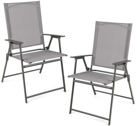 KOMFOTTEU 2/4er Set Gartenstühle, Klappstühle tragbar mit Armlehnen, Balkonstühle mit ergonomischer Rückenlehne, Campingstühle bis 150 kg, Outdoor Stühle wetterfest für Garten, Balkon (2 Stück)