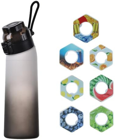 Luft Wasserflasche,Trinkflasche Starter Up Set,700ml Sport Air Wasserflasche,Neu 2024 Trinkflasche mit 7 Geschmack Pods Ideal zum Laufen für und Outdoor Fitnessstudio,Flasche Set Schwarz