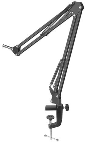 Pluuttiem Brazo de micrófono de 35 cm con soporte de mesa para podcasts, videojuegos, radio y audio de estudio, E