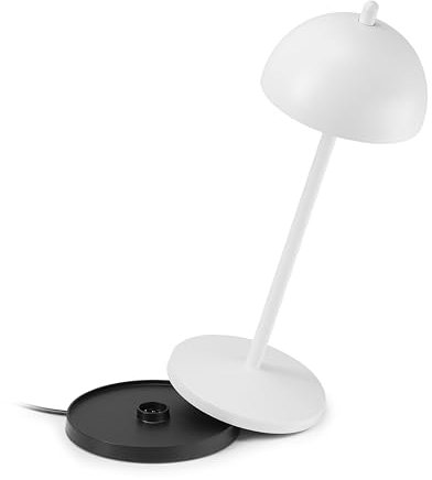 LA VILLE LUMIÈRE LVL EvaG Lampada da Tavolo Ricaricabile Senza Fili - Lampada LED Touch Dimmerabile da Interno/Esterno IP65 - Temp. Luce da 2200 a 3000K, Lunga Durata, Alluminio, Bianco