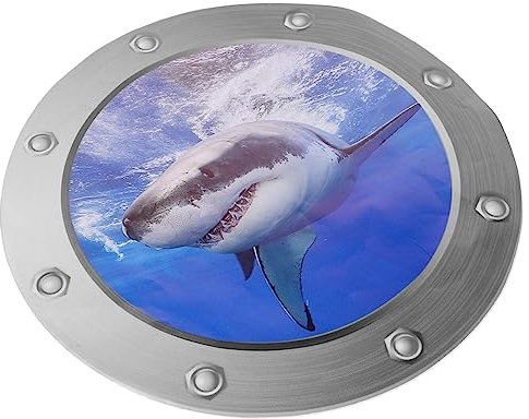 VICASKY 2stücke Hai Wandsticker Für Kinderzimmer Wasserdichte Fensteraufkleber Zur Dekoration Von Schlafzimmer Und Wohnzimmer Abnehmbar Und Langlebig Unterwasserwelt Design