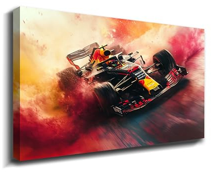 BOHU ARTS Auto-Poster auf Leinwand, Motiv: Red Bull Racing Rb19, Wandkunst, Rennauto, Malerei, Bilder, Wandästhetik, Dekoration für Herren, Wohnzimmer, Schlafzimmer