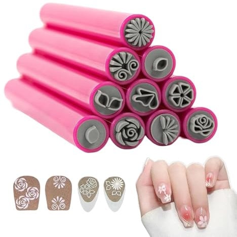 Ninnyi 6 Pcs Nail Art Stamp Pen Set, Floral Patterns Dotting Design Tools for for Girls Women Manicure Beginner