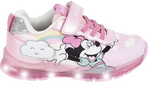 CERDÁ LIFE'S LITTLE MOMENTS Deportivas para Niñas Minnie Mouse con Luces LED y Suela Resistente TPR, Estilo Disney, Zapatillas, Pink, 27 EU