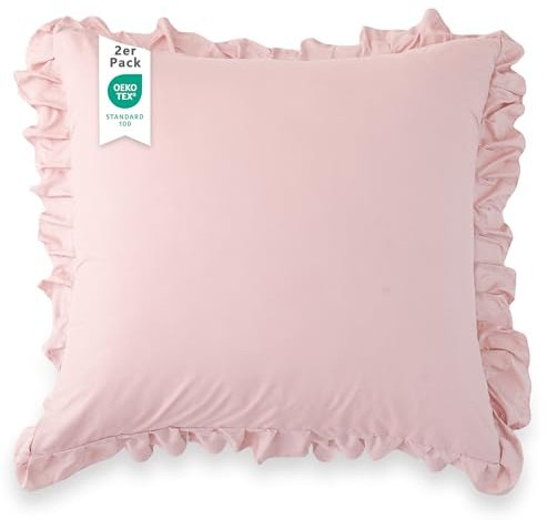 TOCOMOA Kissenbezug 40x40 2er Set, Rüschen Kissenbezüge mit Hotelverschluss