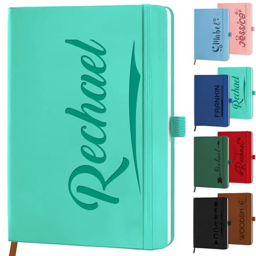 STREADVE Notizbuch Personalisiert mit Gravur Namen Leder Notizbuch A5 Liniert Personalisiertes Notebook Tagebuch Geschenk für Erwachsene Geburtstag Teenager Lehrerin