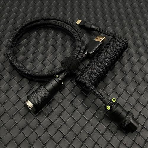 ExotiCore Mini Câble De Clavier Enroulé Personnalisé, Câble USB-C À Double Manchon pour Clavier Mécanique De Jeu 40% 60%(Black)