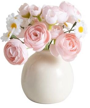 Hnonoxy Künstliche Blumen mit Topf, Künstliche Blumen Deko, Plastik Rosen Künstlicher Blumenstrauss, Pflanzen Künstliche Blumen Deko, Deko Pflanzen Künstlich für Hause Büro Cafe (Pink)
