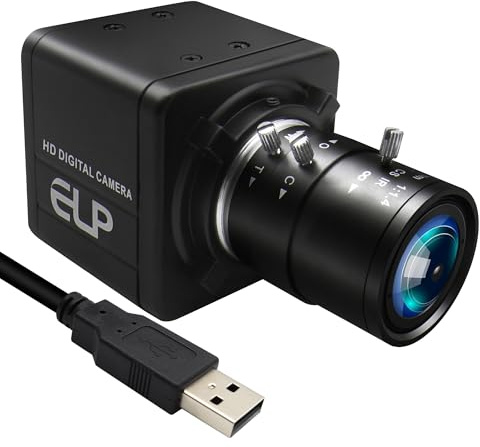 MMlove Telecamera USB FHD 1080P, webcam zoom ottico 4X con obiettivo messa a fuoco manuale da 2,8-12 mm, fotocamera H.264 30 fps in condizioni di scarsa illuminazione, Plug and Play per Windows/Mac