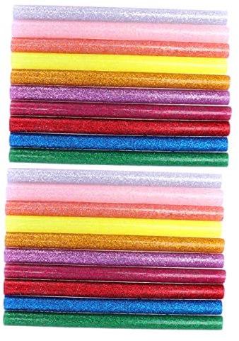 COOPHYA 100pcs Colorful Glitter Hot Melt Glue Sticks Shining Adhesive Rods for Crafting Projects Strong Hold Rapid Drying for Art Home Use