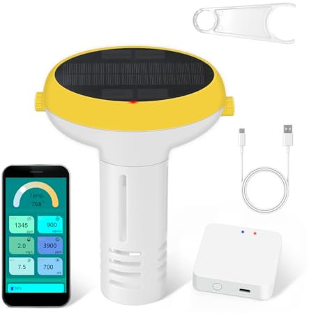 Wi-Fi Smart tester per pH e cloro per piscine, piscina salata, monitor 7 in 1 per pH, cloro, salinità, ORP, EC, TDS, temperatura – adatto per piscine incassate, piscine all'aperto, vasche