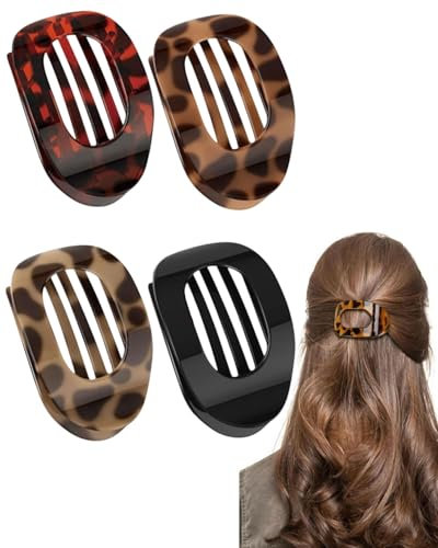 TPZORJX 4 Pack Pinzas pelo Mujer – Pinzas Para el Pelo Planas Grandes, Ligeras & Cómodas, Antideslizantes, para Cabello Grueso & Fino, Elegantes Hair Clips para el Día a Día, Deporte, Conducción