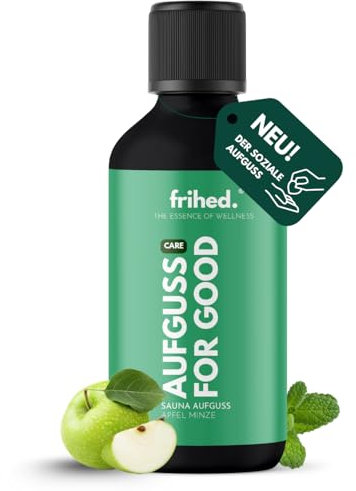 frihed.® – Infusione sauna mela e menta, profumo rinfrescante sauna con impatto sociale, infusione tonificante per sauna per tutti i tipi di sauna – infuso di alta qualità – regalo benessere