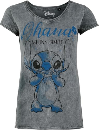 Lilo & Stitch Ohana Frauen T-Shirt hellgrau XL