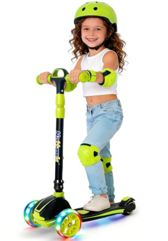 Nattork Roller Kinder 3-6 Jahre, 3 Räder Scooter Kinder mit LED Leuchtenden, 4 Höhenverstellung Kinderroller für Jungen Mädchen 2–5 Jahren, bis zu 100 kg Kinderscooter