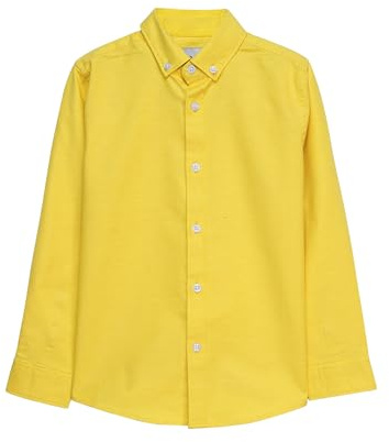 Enorsia Boys Long Sleeve Stretch Oxford Shirt (3-14 Years) with Soft Cotton Blend Febric Button-Down Collar, Smart Casual School Shirt Multiple Colours & Easy Care