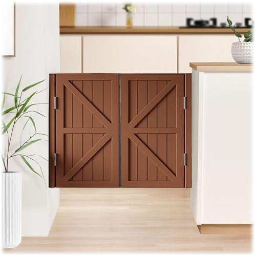 Schwingtüren Saloontür Pendeltüren Holz, Schwingen für Cafés, Saloontüren, Bartüren, Scharniertüren 70cm 90cm 110cm 130cm 150cm Flügeltüren(Dunkelbraun,W136*H90cm)