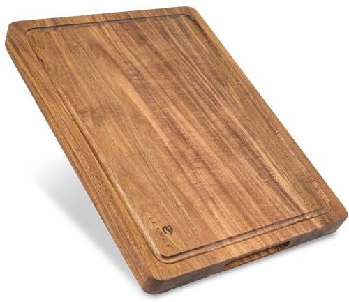 ECENCE Tagliere Cucina in Legno di Acacia con Canalina 40x30x3cm