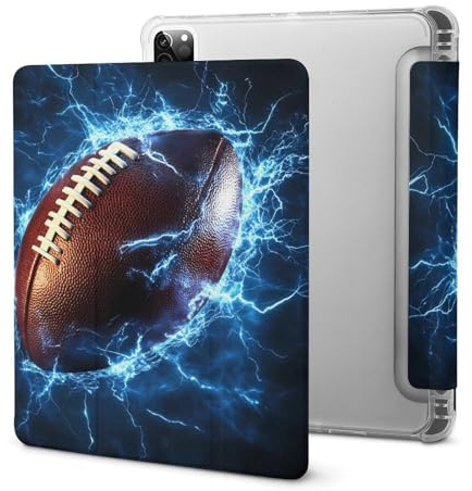Football Thunder Stylish Tri-fold Tablet Case Compatible with IPAD Pro 2021 （11in） Anti-Scratch Covers with Pen Slot