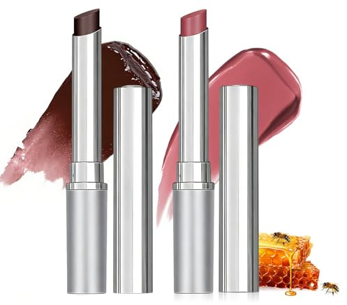 2 Stück Honey Lipstick - Pink & Black Honey Lippenstift, Hydrating Tinted Lip Balm, Lip Gloss Lippenpflege mit Farbe, Nährend und Pflegender Lippenbalsam für Mädchen & Frauen Geschenke
