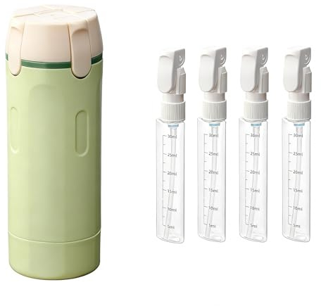 ESSECMBS 4-in-1 Leak Proof Refillable Bottles 30ml Travel Lotion Dispenser Bottles (Light Green, 16.5cmx5.5cm)