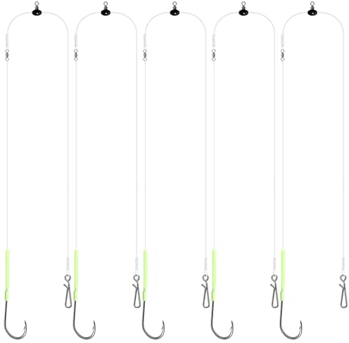 DONQL 5Pcs Sea Fishing Rigs, Pre-Rigged Sea Fishing Tackle with Hooks, Ready to Use for Sea and Shore Fishing Flounder, Whiting, Bass, Plaice