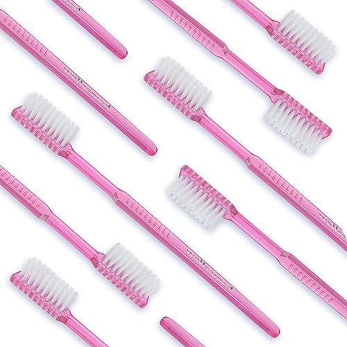 Wellsamed 100 Stück Wellsabrush Einmal-Zahnbürsten imprägniert mit Zahnpasta, Pink ideal für Reisen und unterwegs