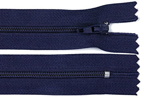 Schnoschi 1 Stück 40 cm Langer Spiralreißverschluss, Nicht teilbar, dunkelblau, 3mm Laufschiene Reißverschluss