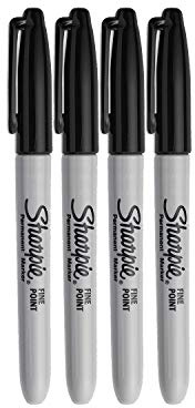 Sharpie Permanent Markers, Fine Point, Black Ink (4-Pack)