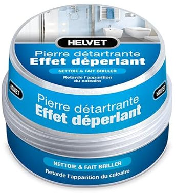 HELVET Pierre Blanche de Nettoyage – Spécial Salle de Bain – Détartre facilement la Douche et offre un effet Déperlant