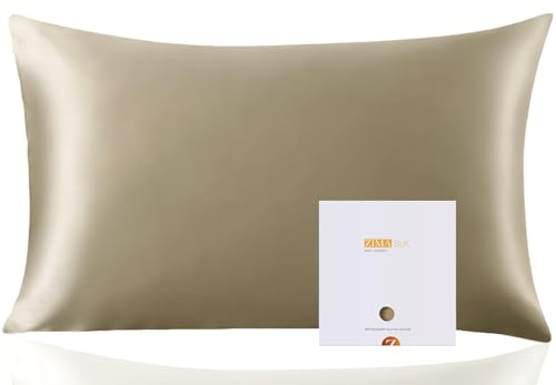 ZIMASILK 19 Momme 100% Maulbeerseide, Seidenkissenbezug 40x60 cm | Doppelseitiger Seiden-Kopfkissenbezug aus reiner Seide, für Haare und Haut, mit Reißverschluss, 1 Stück, Aprikot