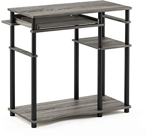 Furinno Abbott Computer Desk, Writing Desk with Bookshelf, French Oak/Black