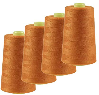 4 x 4572m Overlock-Garn Overlock-Nähgarn Oeko-Tex Polyestergarn Farbe 501 bis 540, Farbe:A521 gelborange