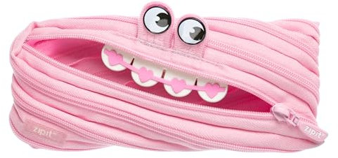 ZIPIT Gorge Monster etui jungen - mäppchen für bis zu 30 Stifte, Maschinenwaschbar - hergestellt aus einem einzelnen langen Reißverschluss! (Rosa)