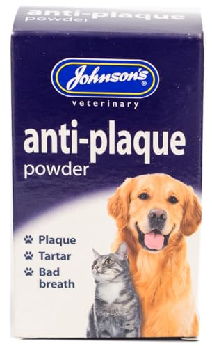 Johnsons Anti Plaque Off Powder for Dogs & Cats: Dog Plaque Remover, Cat Dental Care, Dog Teeth Cleaning, Cat & Dog Breath Treatment (70g)