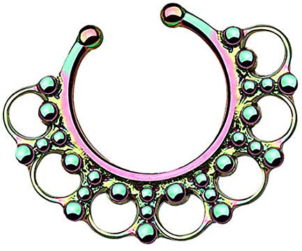 Taffstyle Piercing Fake Ring Perlen Tribal Septum Tragus Helix Nase Lippe Ohr Hoop Clip On Ear Cuff Nasenring Nasenpiercing Rainbow