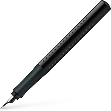 FABER-CASTELL 140816 - moderner Füller Grip 2010 mit Ergonomisches Design und Hochwertige Konstruktion, Füller breite Feder M, Nachfüllbar inkl. Tintenpatrone - schwarz, 1 Stück