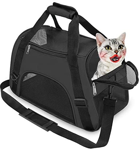 YLONG Cat Carrier Airline Approved Pet Carrier,Soft-Sided Travel for Cats Dogs Puppy Comfort Portable Foldable Bag,Airline (S, BLACK)