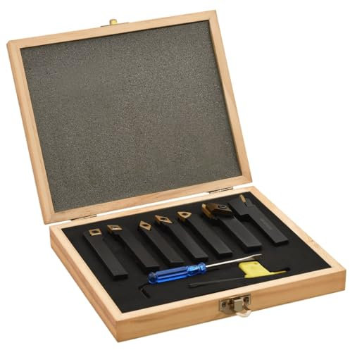 vidaXL Drehmeißel Set 12-tlg. mit Wendeplatten Bohrstange Klemmhalter Drehstahl Abstechstahl Drehwerkzeug Wendeplattenhalter 12x12mm 80mm